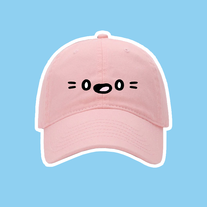 Embroidered Blue Cat Face Dad Cap